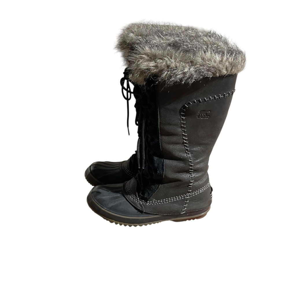 Sorel Joan of Arctic Women's Waterproof Winter Snow Boots Black Faux Fur Size 7